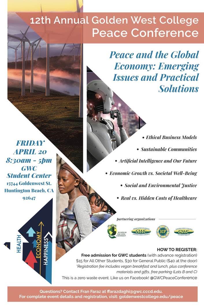 Golden West College 12th Annual Peace Conference flyer