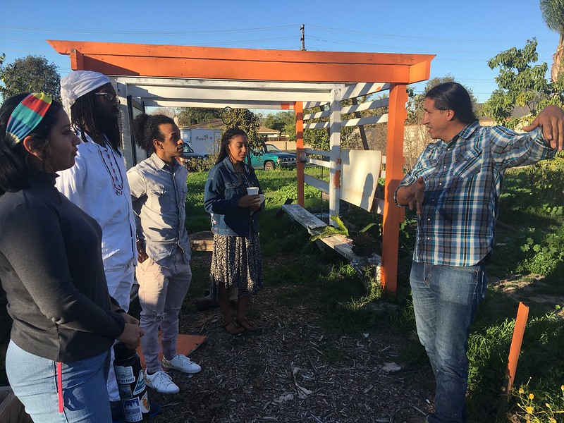 2019 exchange at CRECE urban farm with visiting artists on cultural strategies for environmental justice